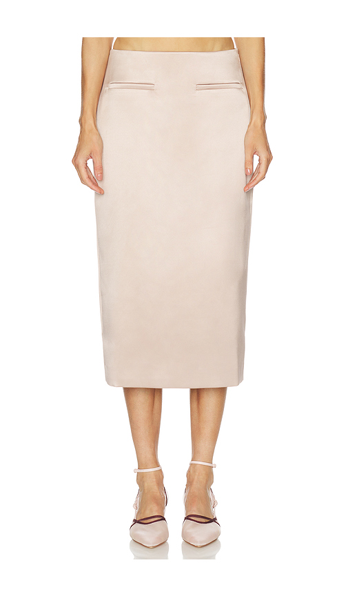 L'Academie by Marianna Yuli Midi Skirt in Pink. XL. Also in L, M, S