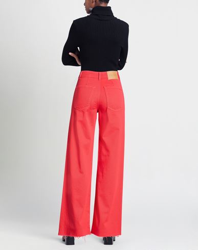 Woman Pants Red Size 12 Cotton, Elastane