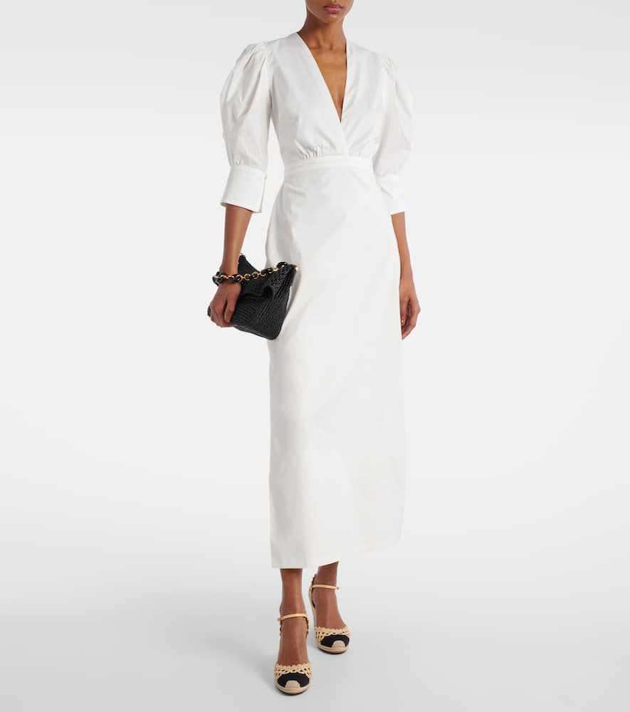 Puff-sleeve cotton maxi dress