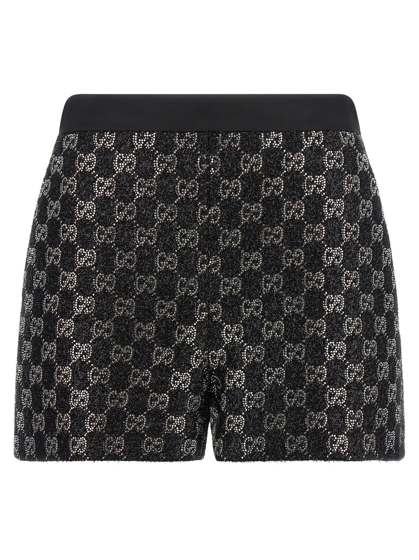 Crystal GG Lamé Tweed Bermuda Shorts — Black