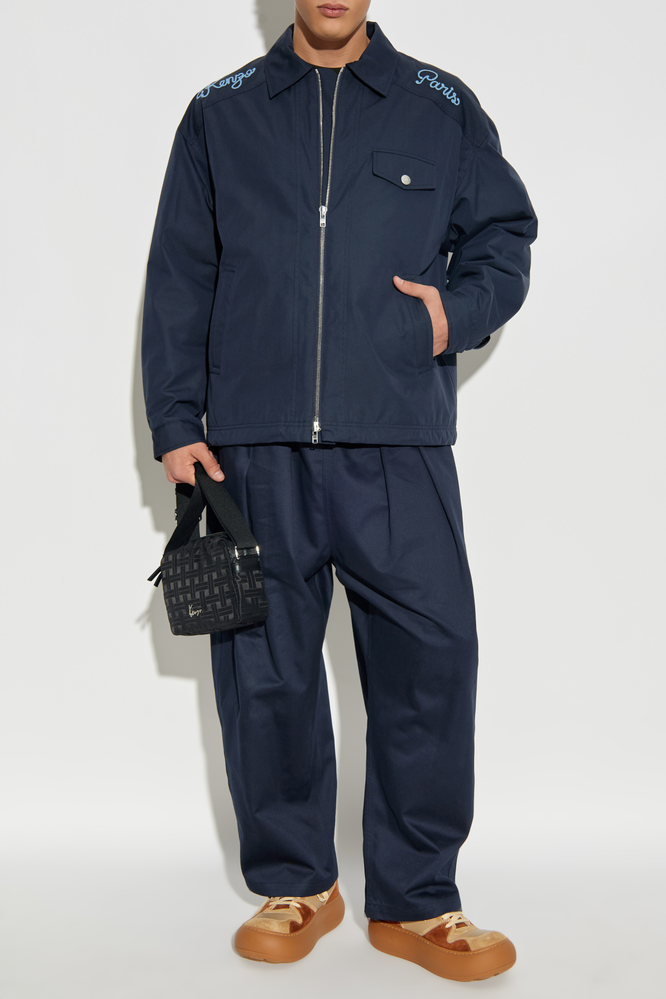 Jacket With Collar, Men's, Navy Blue