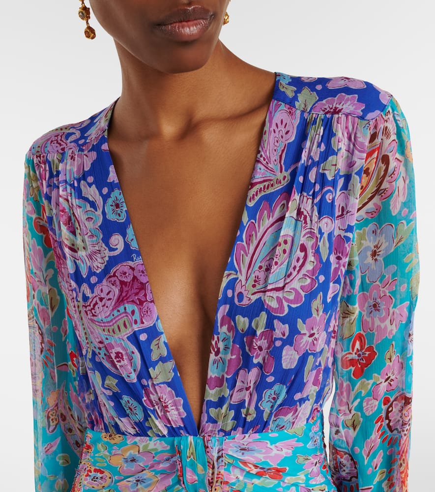 Meera floral gathered chiffon maxi dress