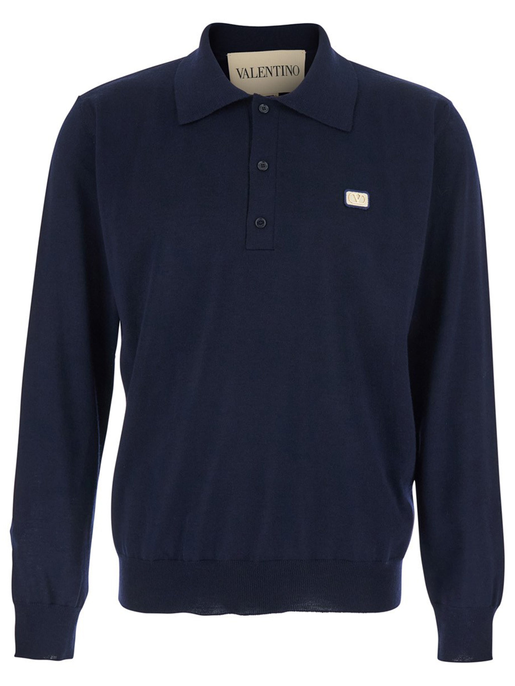 VLogo Signature Patch Virgin Wool Button Sweater