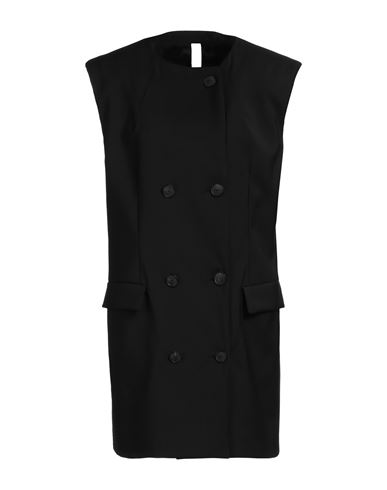 Hevò Woman Overcoat & Trench Coat Black Size 6 Virgin Wool