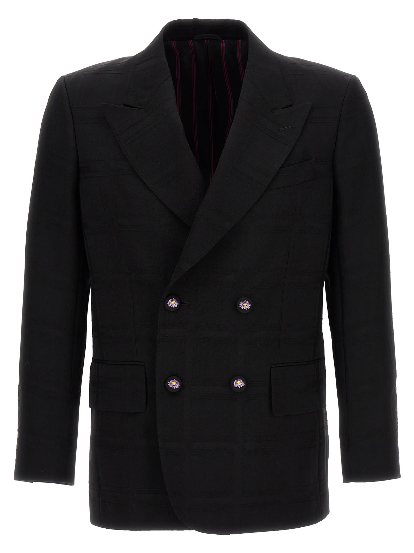 Check Double-breasted Blazer
