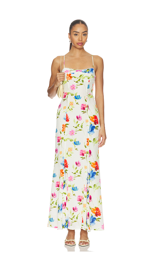 For Love & Lemons Tropical Bloom Maxi Dress in White. XL. Also in XS, S
