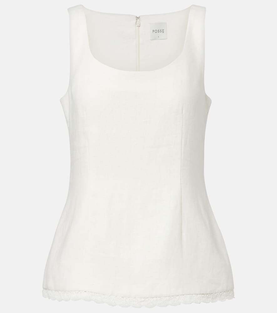 Effi scalloped linen tank top