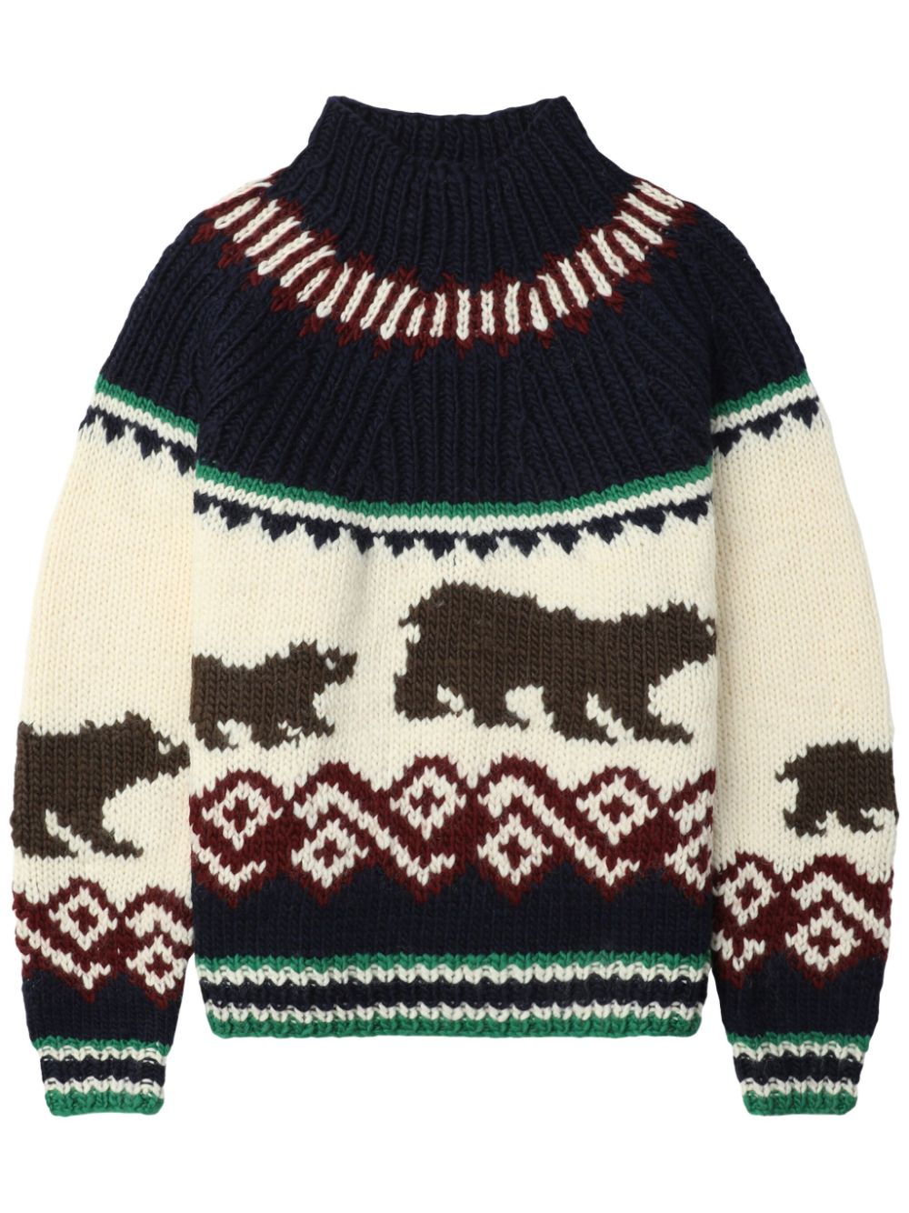 Patterned intarsia-knit jumper - White