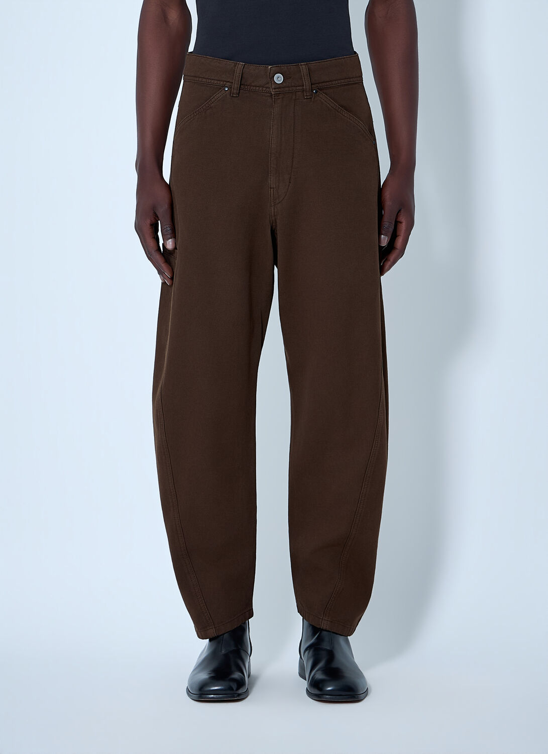 Wide-leg Denim Trousers - Man Pants Brown Eu