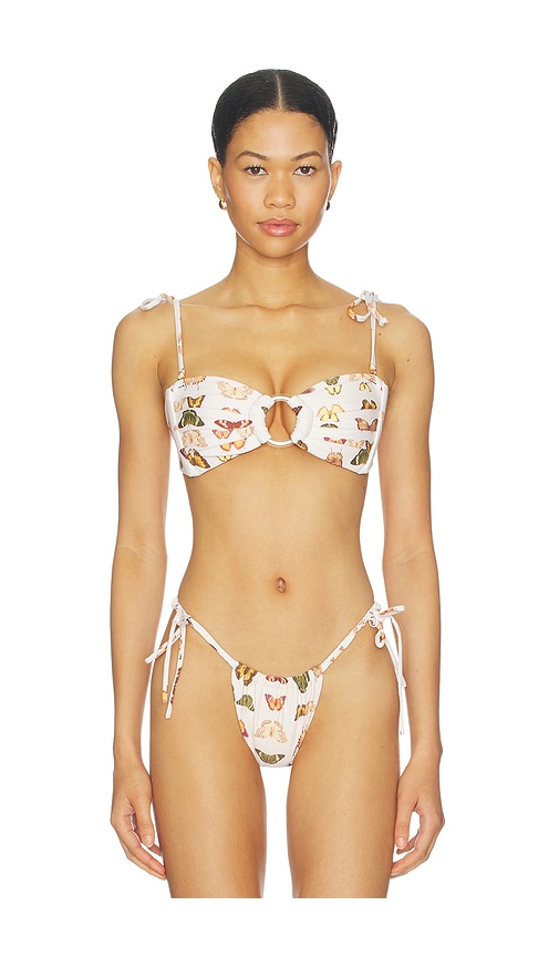 Montce Tori Ties Bandeau Bikini Top in Cream. - L also in M