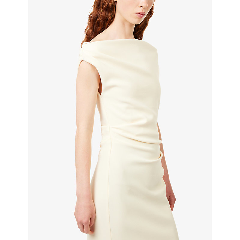 Womens Leora Asymmetric Bonded-Crepe Maxi Dress