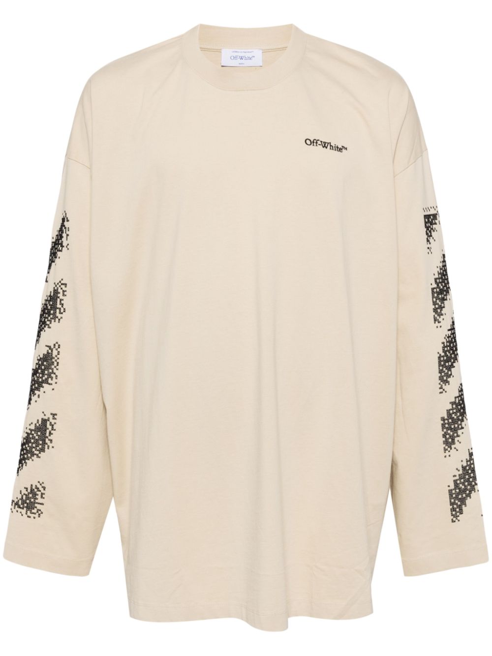 Logo-embroidered long-sleeved T-shirt - Neutrals