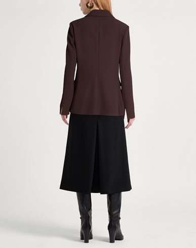 Woman Blazer Chocolate brown Size L Polyester, Elastane