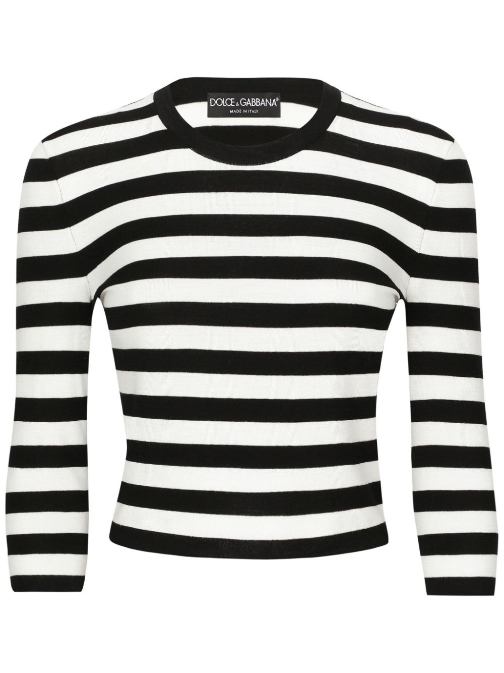 Striped cropped jumper - White