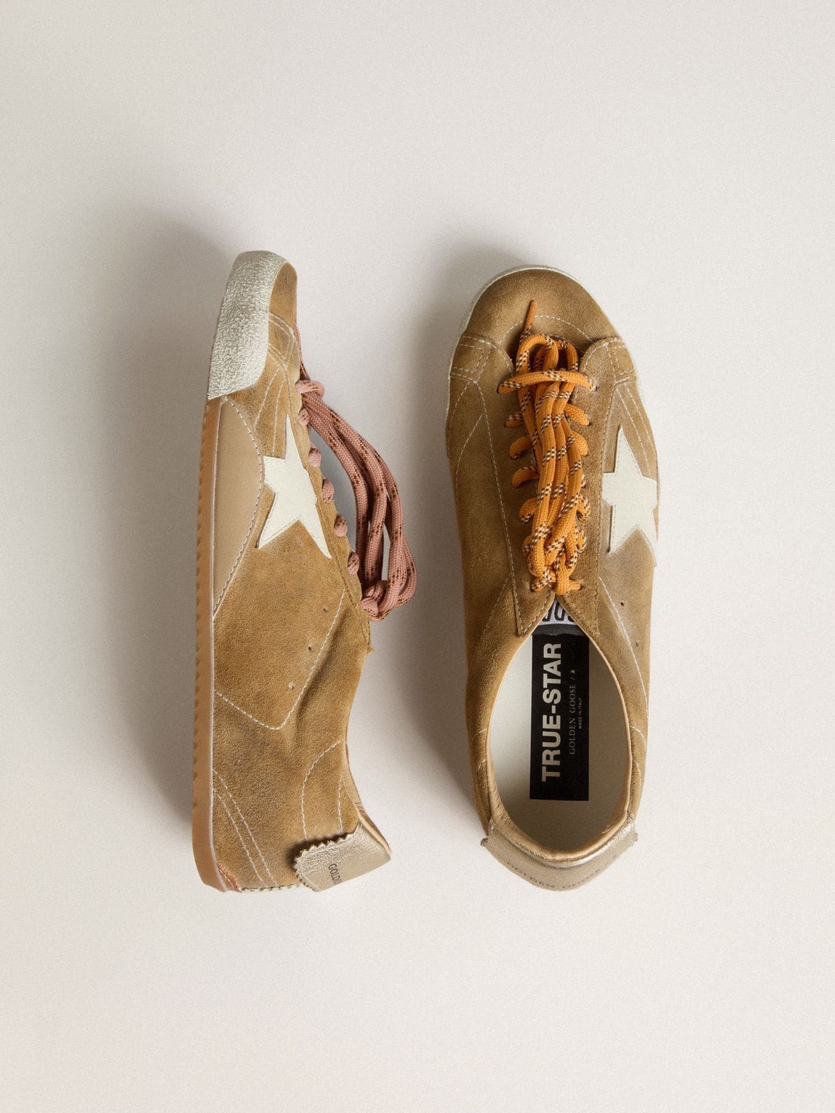 Golden Goose - Women's True-star In Tobacco-colored Suede With White Star And Platinum Heel Tab, Woman