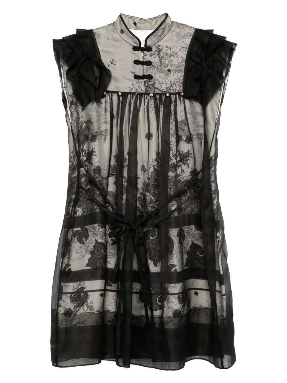 Patterned-jacquard mini dress - Black
