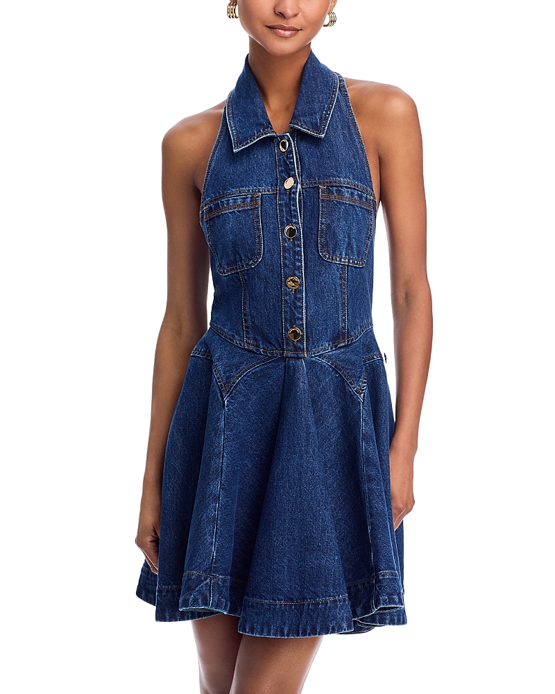 Denim sleeveless mini dress - Blue