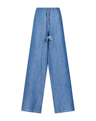 Woman Pants Blue Size L Linen