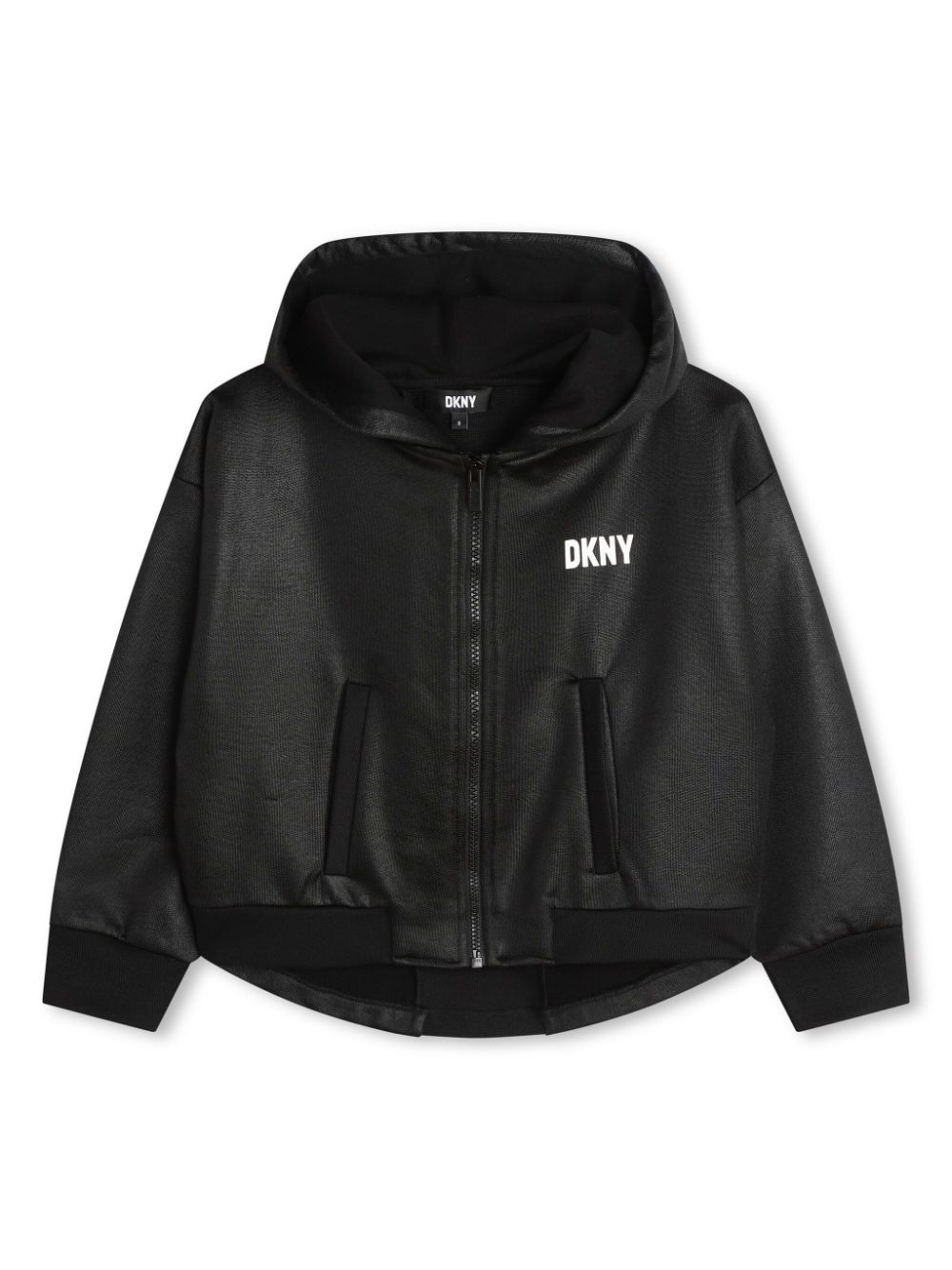 Logo-appliqué hooded jacket - Black