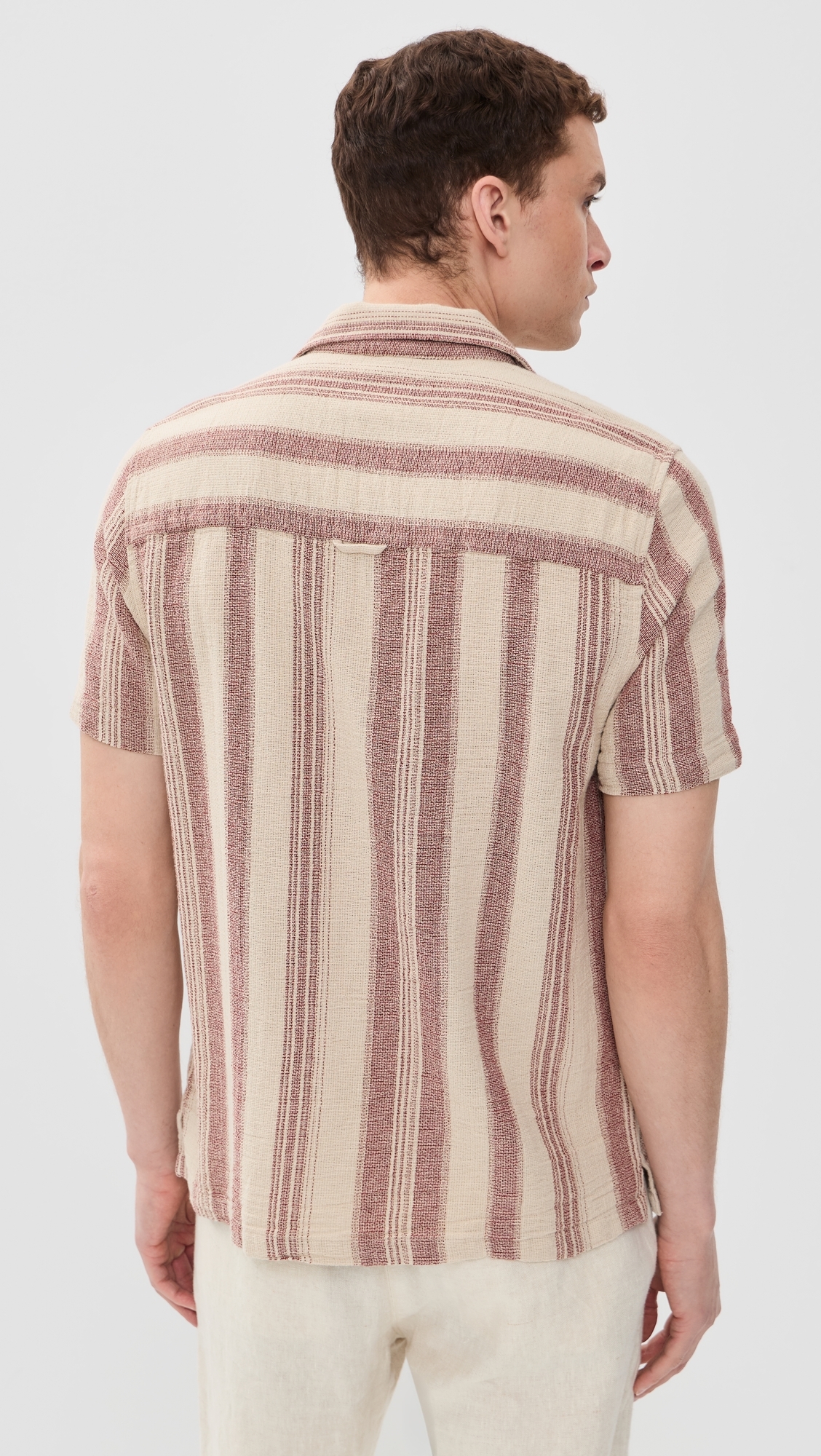 Dobby Stripe Selleck Shirt Sand/Red