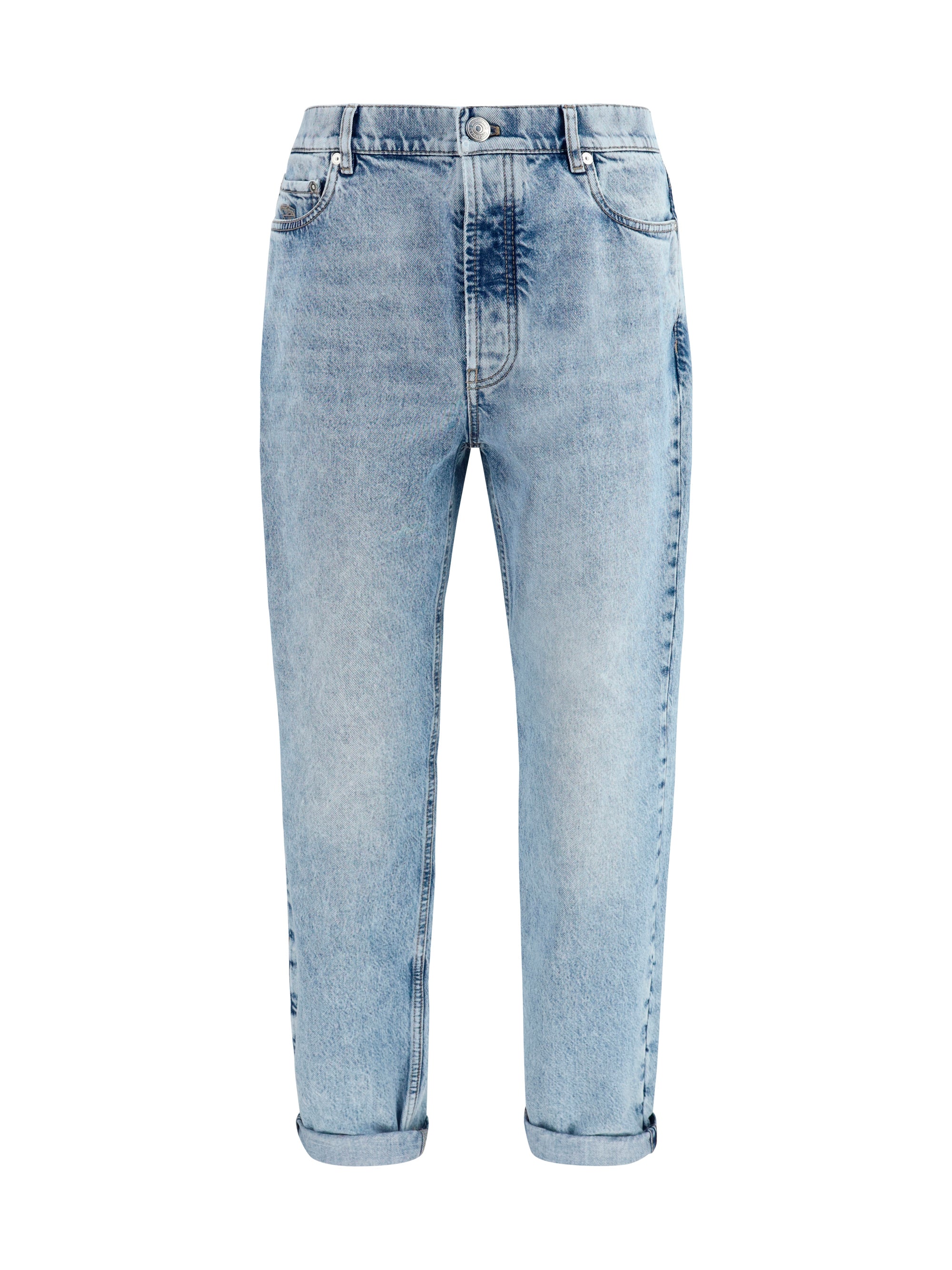 Straight-Leg Turn-Up Jeans — Blue