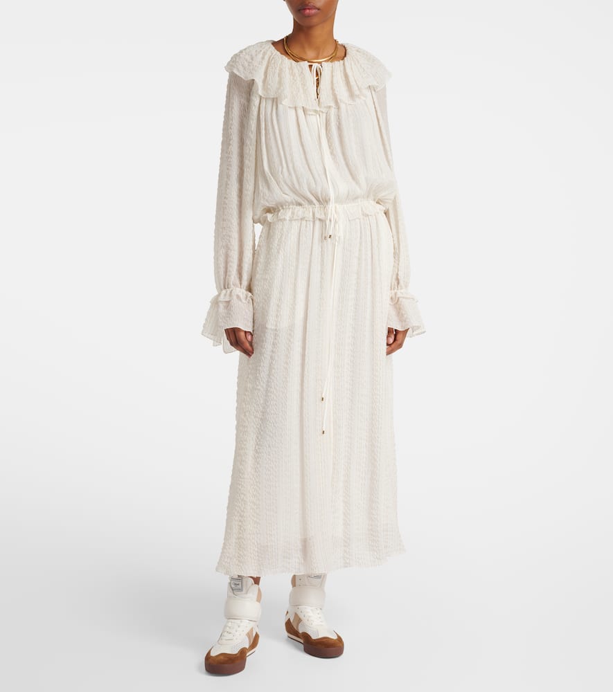 Chloé Ruffled silk-blend crêpe maxi dress