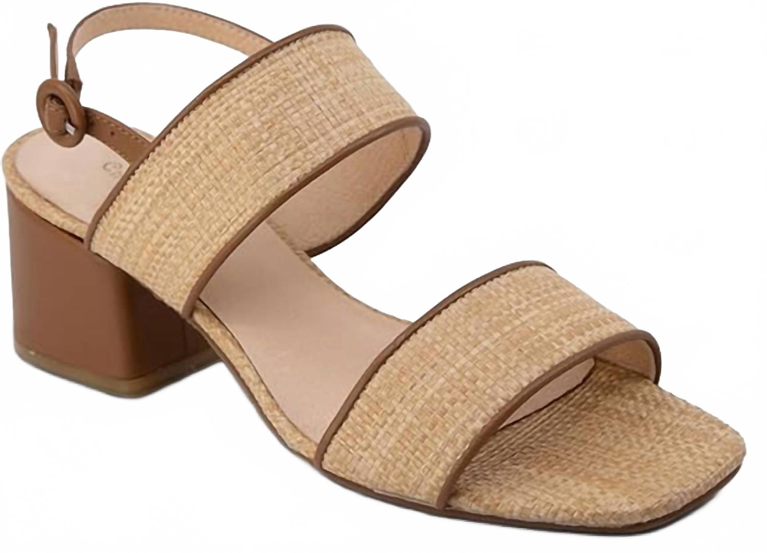 Women Darla Double Strap Block Sandal In Natural Raffia