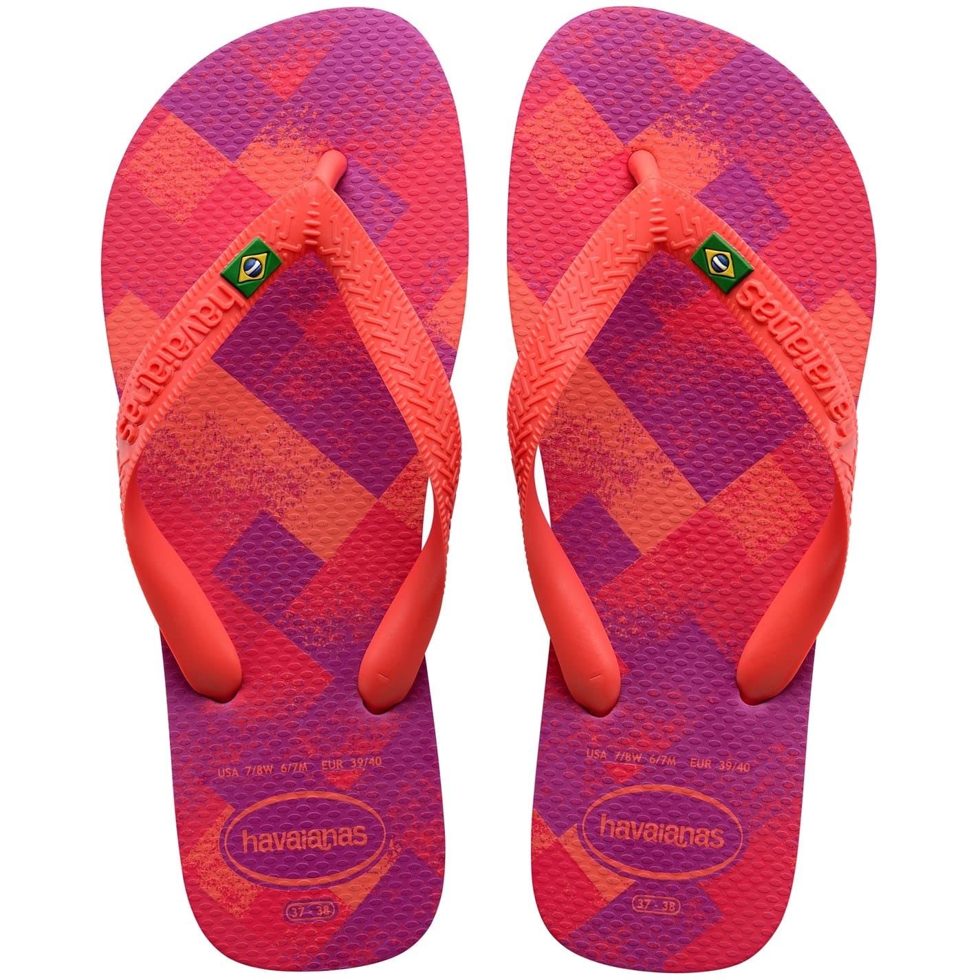 Havaianas Womens Hav. Brasil Fresh Black Leaf Flip Flops in Rose Gu