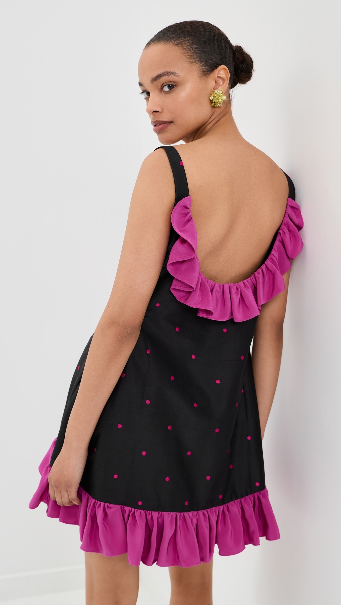 Sylvia Dress Black/Pink Dots