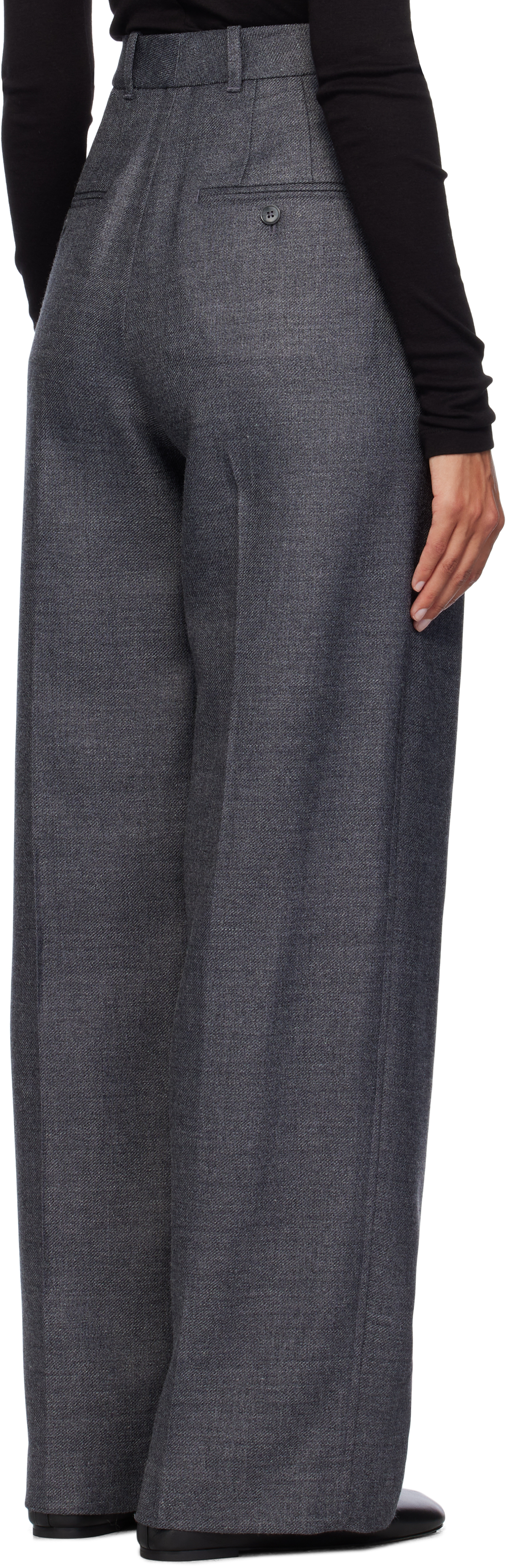3.1 Phillip Lim Gray Wide Leg Double Pleat Trousers