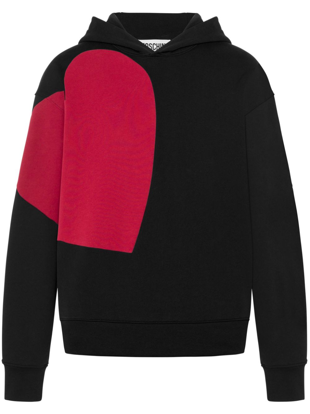 Heart-print cotton hoodie - Black