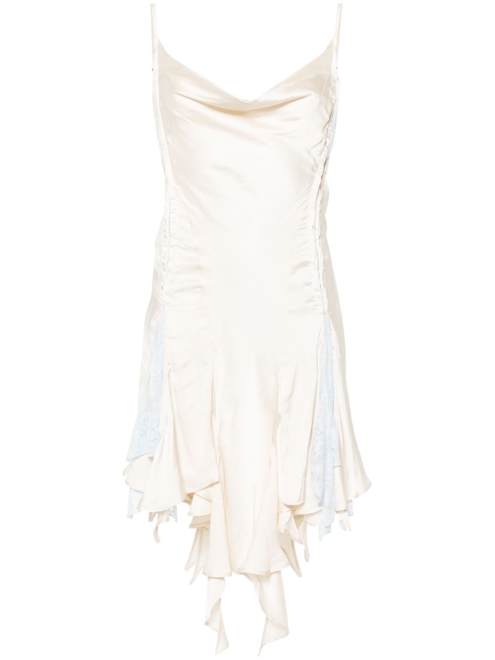 Satin-finish mini dress - BEIGE BLUE