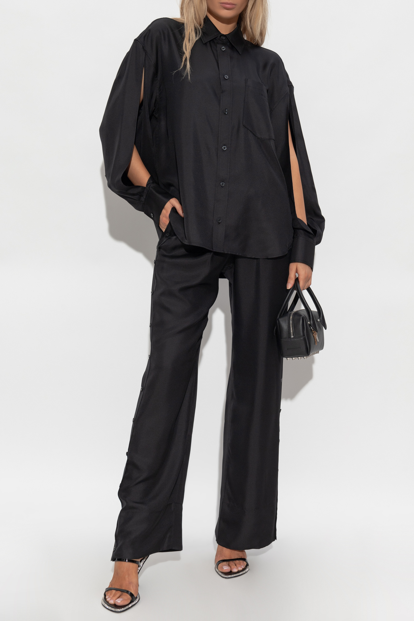 Silk Shirt With Pocket, Women's, Black