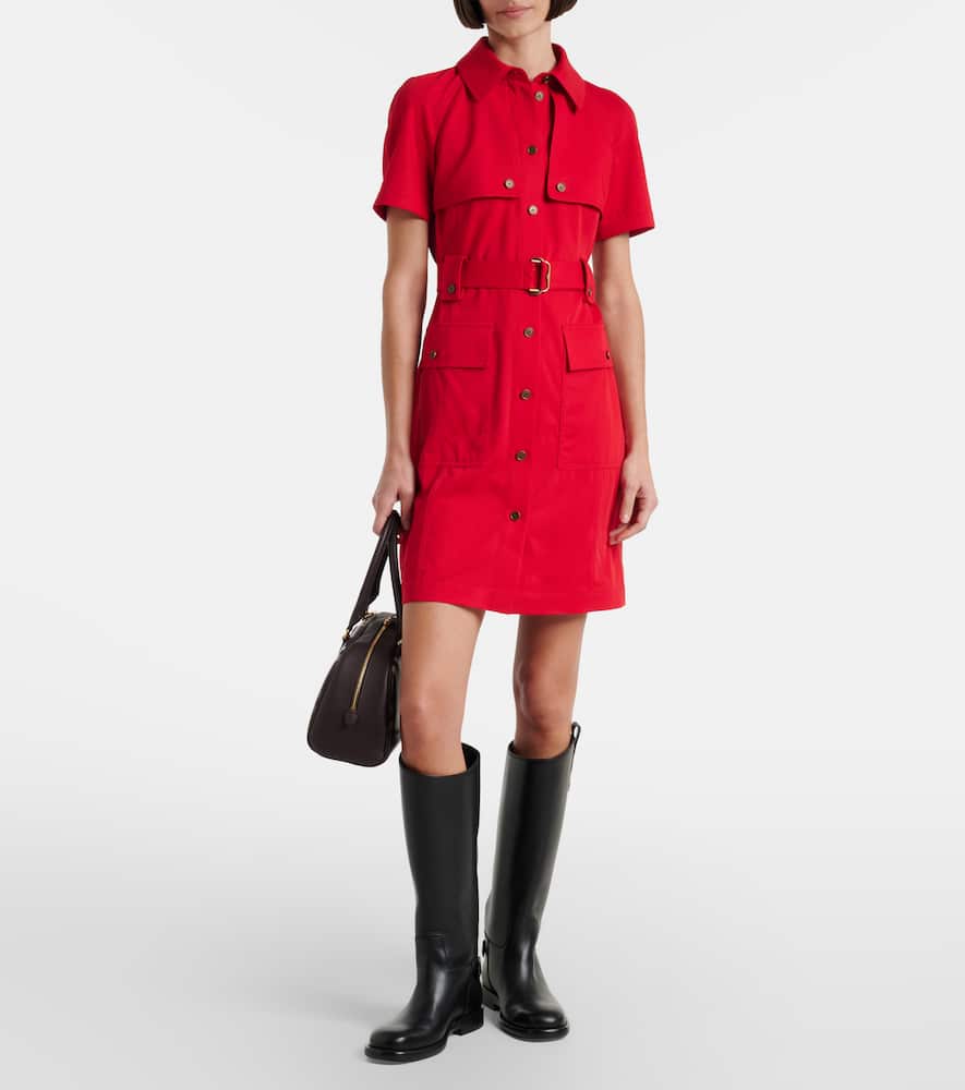 Belted wool shirt dress