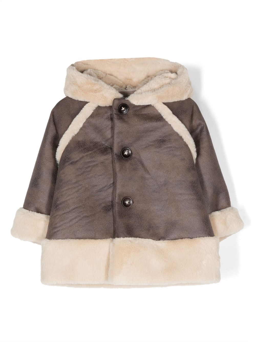 Fleece-lining classic-hood jacket - Brown