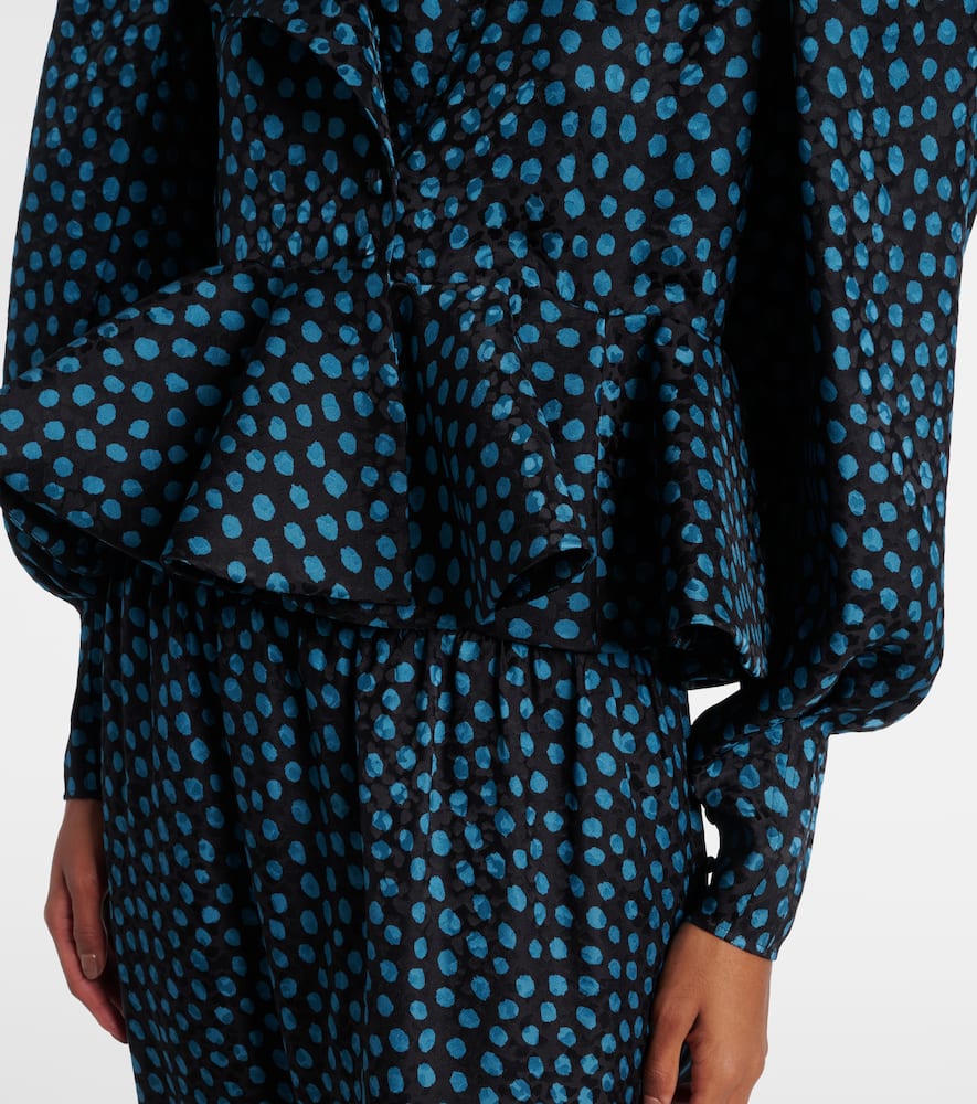 Chloé Polka-dot peplum silk jacquard top