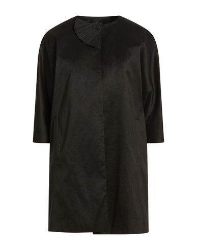 Woman Overcoat & Trench Coat Black Size 4 Polyester, Elastane