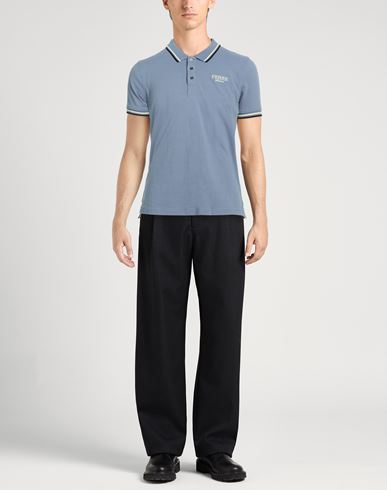 Man Polo shirt Slate blue Size L Cotton