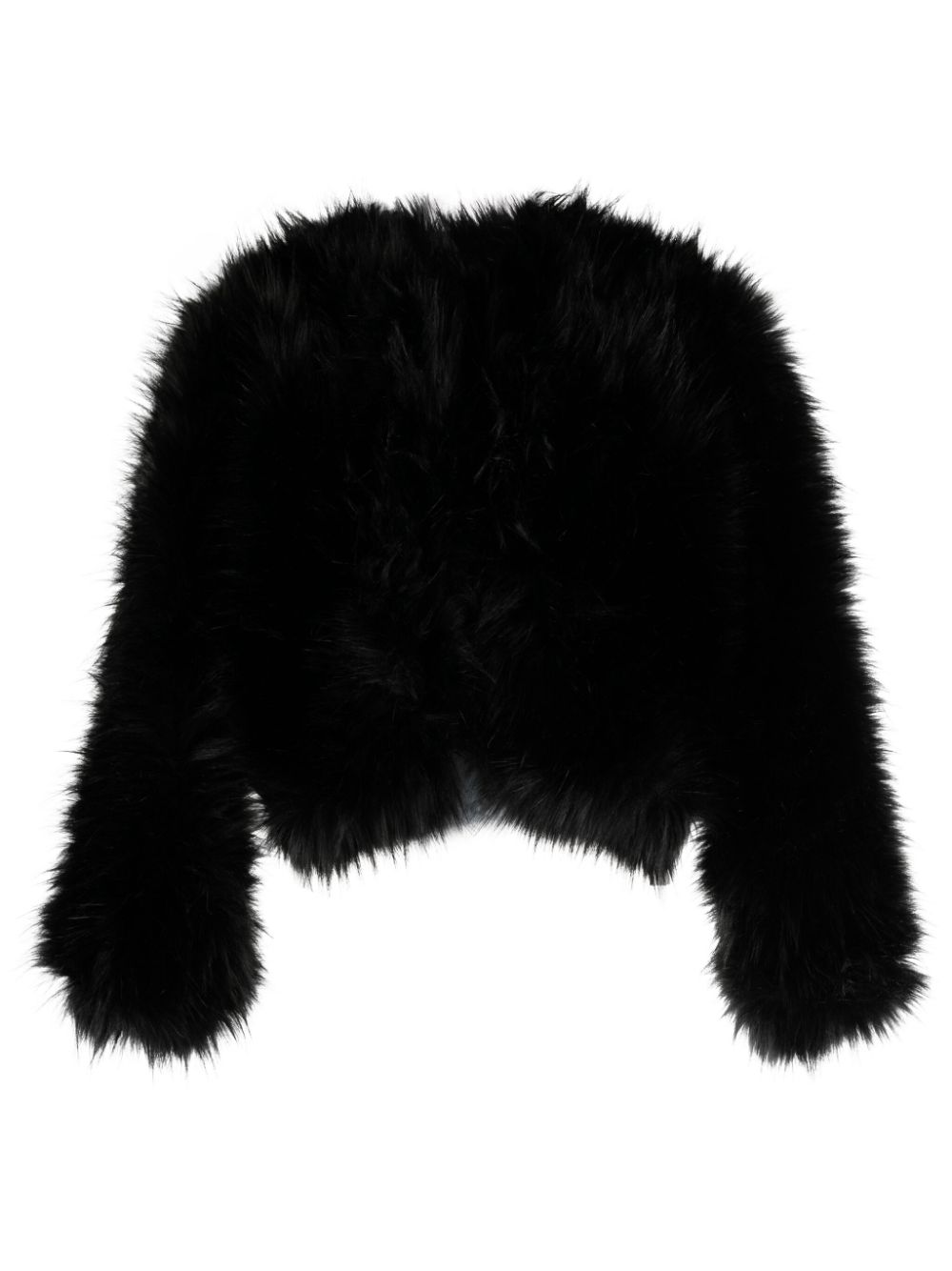 Faux-fur design long-sleeve jacket - Black