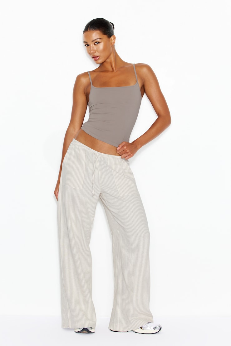 Millie Linen Pull-On Pants - Beige - Women Clothing