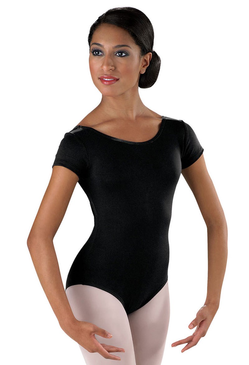 Short Sleeve Dance Leotard - Black - L