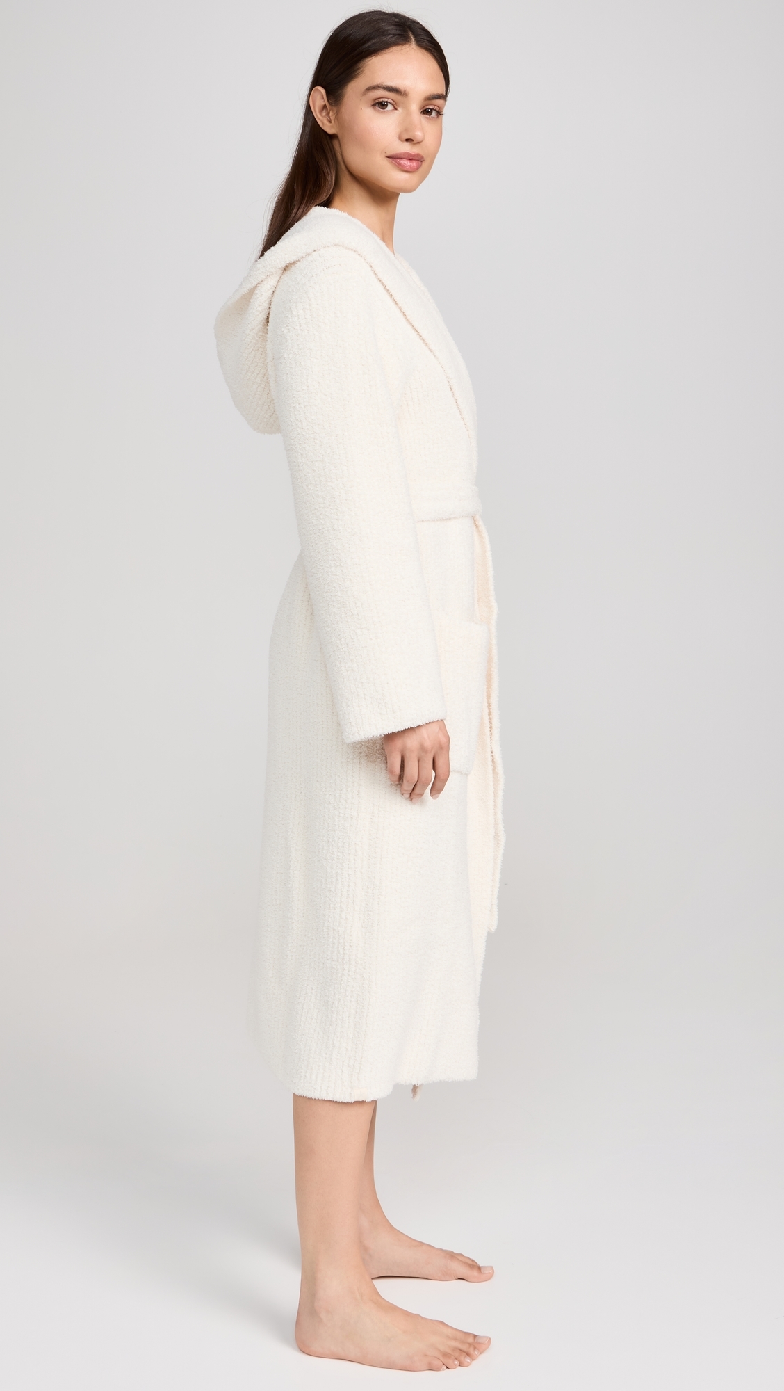 CozyChic Ribbed Hooded Robe Cream