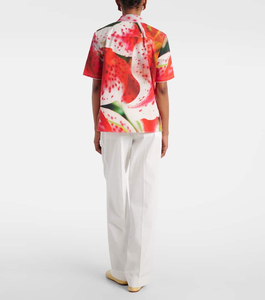Printed cotton-blend twill shirt