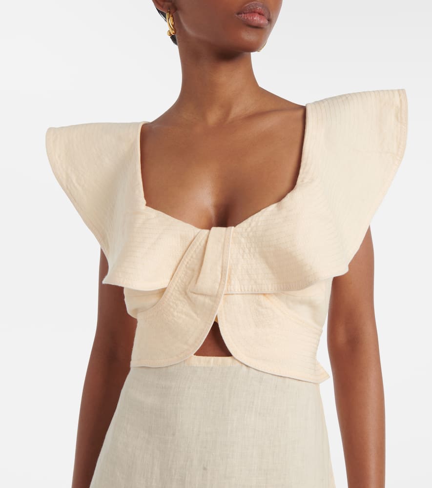 Ruffled linen midi dress