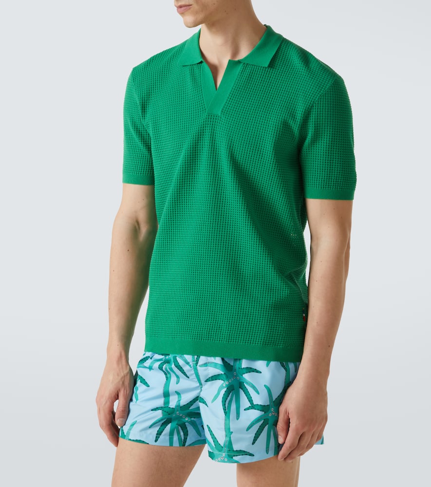 Roddy waffle-knit mesh polo shirt