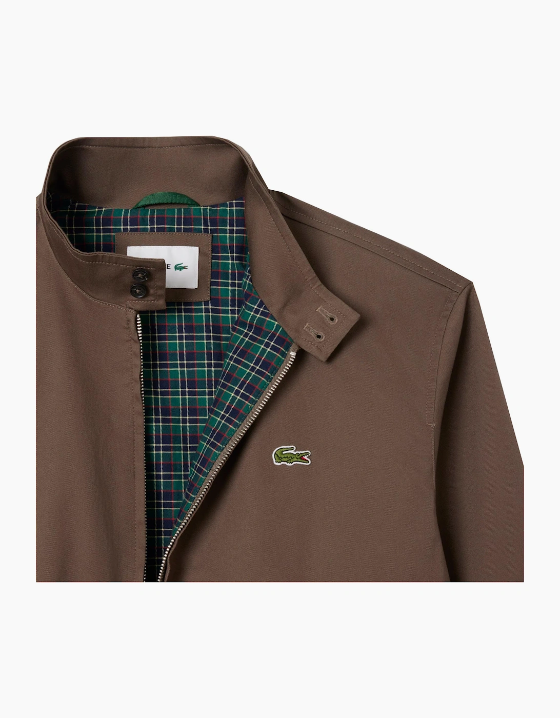 Men's Lacoste Men's Brown Water Repellent Twill Harrington Jacket