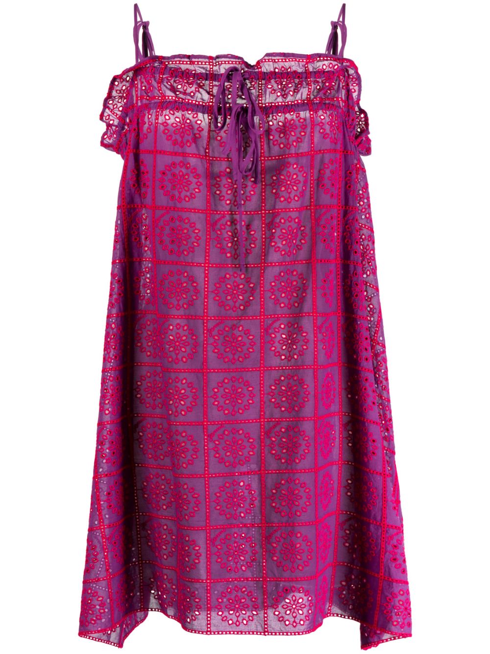 Broderie-Anglaise strap dress - Purple