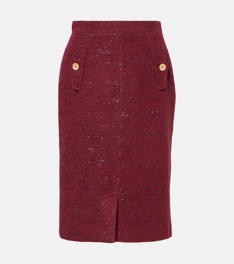 Sequined tweed pencil skirt