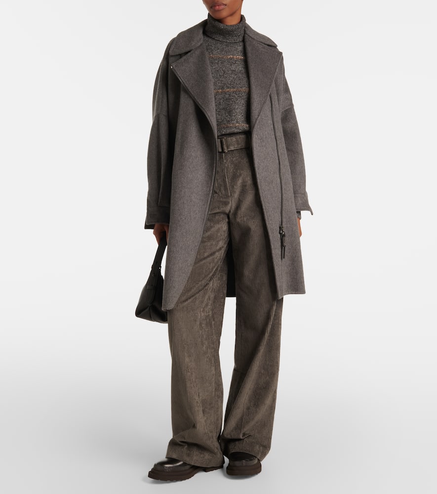 High-rise cotton tapered pants