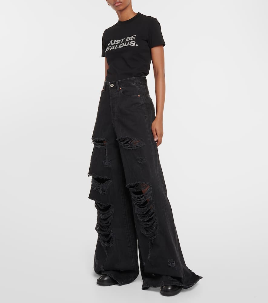 Distressed wide-leg jeans